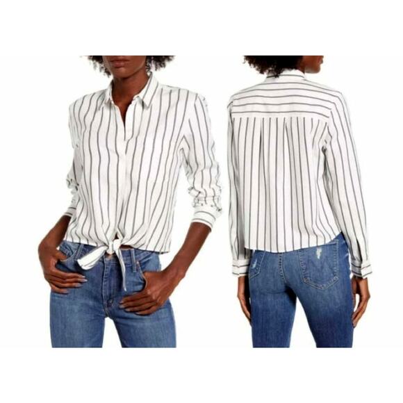 Rails Val Storm Stripe Tie Front Button Down Vertical Striped Shirt Size Medium - Picture 1 of 8